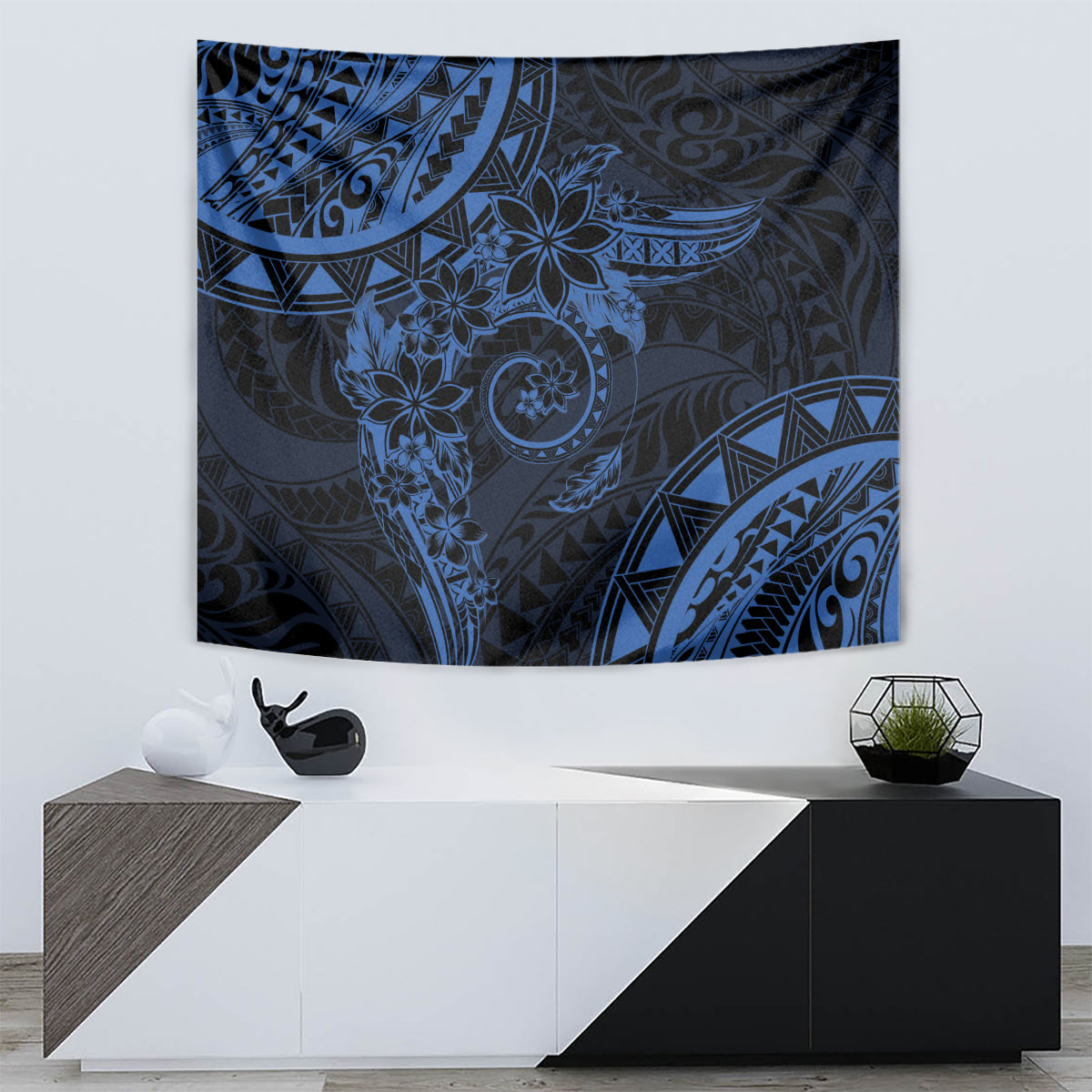 Polynesian Sunset Plumeria Tapestry Navy Polynesian Tattoo
