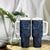 Navy Polynesian Pattern With Plumeria Flowers Tumbler With Handle