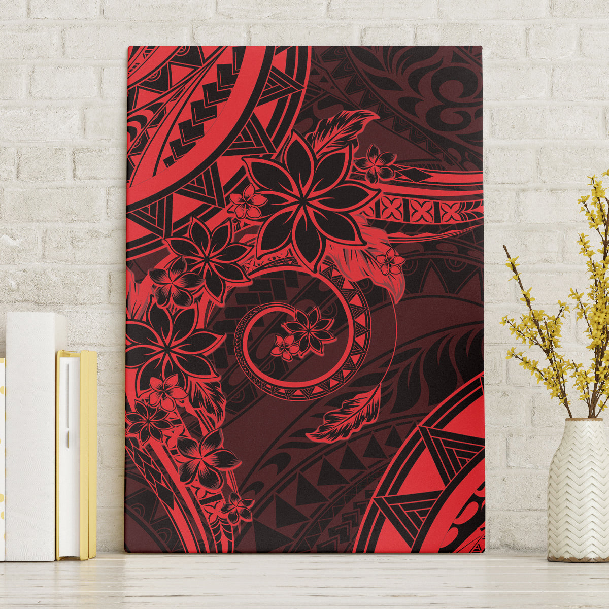 Polynesian Sunset Plumeria Canvas Wall Art Red Polynesian Tattoo