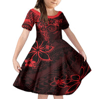 Polynesian Sunset Plumeria Family Matching Puletasi and Hawaiian Shirt Red Polynesian Tattoo LT05 Daughter's Dress Red - Polynesian Pride