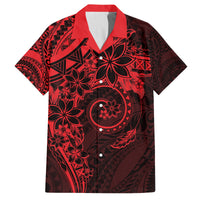 Polynesian Sunset Plumeria Family Matching Puletasi and Hawaiian Shirt Red Polynesian Tattoo LT05 Dad's Shirt - Short Sleeve Red - Polynesian Pride