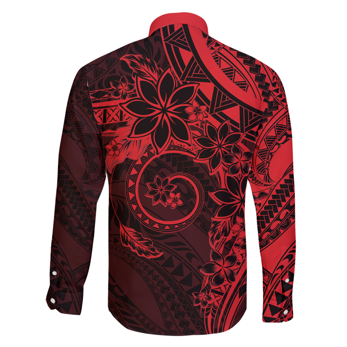 Polynesian Sunset Plumeria Family Matching Short Sleeve Bodycon Dress and Hawaiian Shirt Red Polynesian Tattoo LT05 - Polynesian Pride