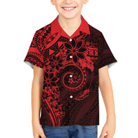 Polynesian Sunset Plumeria Family Matching Short Sleeve Bodycon Dress and Hawaiian Shirt Red Polynesian Tattoo LT05 Son's Shirt Red - Polynesian Pride