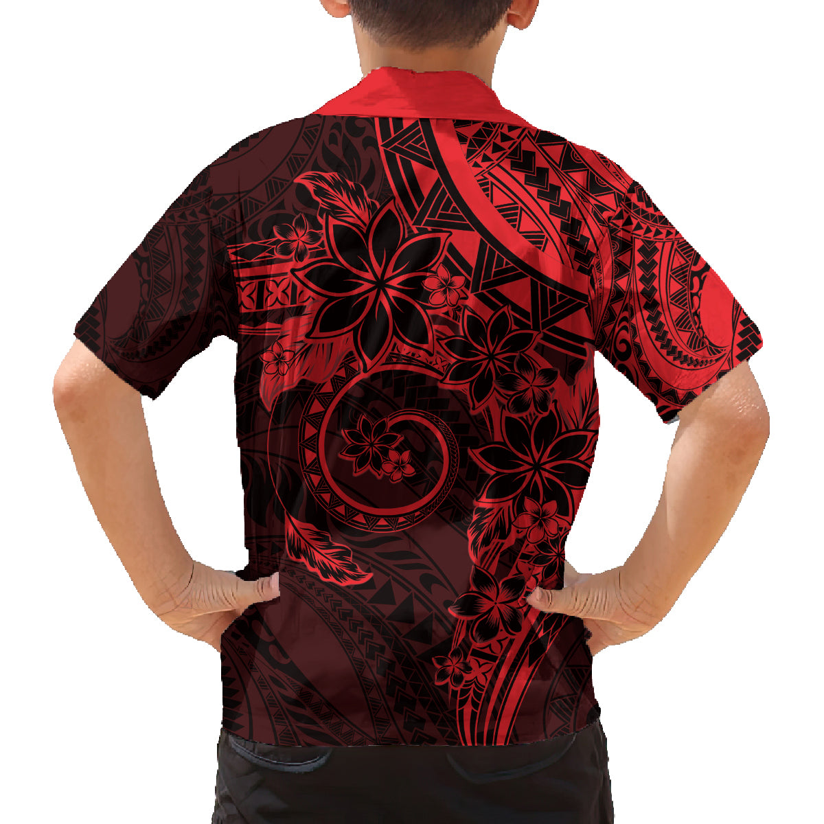 Polynesian Sunset Plumeria Family Matching Tank Maxi Dress and Hawaiian Shirt Red Polynesian Tattoo