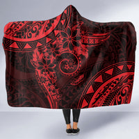 Polynesian Sunset Plumeria Hooded Blanket Red Polynesian Tattoo