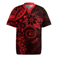 Polynesian Sunset Plumeria Rugby Jersey Red Polynesian Tattoo