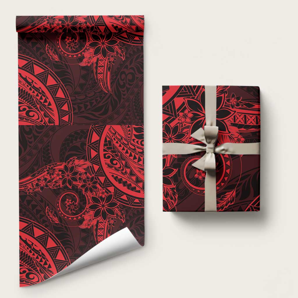 Polynesian Sunset Plumeria Wrapping Paper Red Polynesian Tattoo LT05 58" × 23" Red - Polynesian Pride