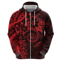 Polynesian Sunset Plumeria Zip Hoodie Red Polynesian Tattoo