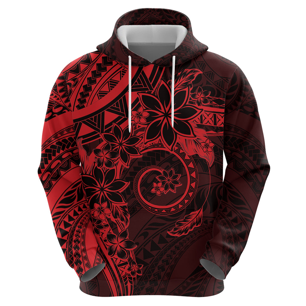 Polynesian Sunset Plumeria Zip Hoodie Red Polynesian Tattoo