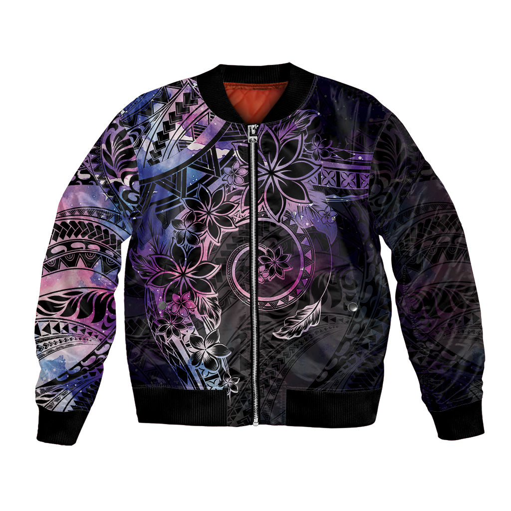 Polynesian Sunset Plumeria Bomber Jacket Galaxy Polynesian Tattoo