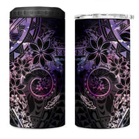 Galaxy Polynesian Pattern With Plumeria Flowers 4 in 1 Can Cooler Tumbler