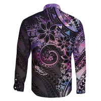 Polynesian Sunset Plumeria Family Matching Long Sleeve Bodycon Dress and Hawaiian Shirt Galaxy Polynesian Tattoo