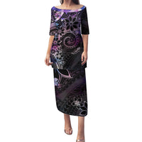 Polynesian Sunset Plumeria Family Matching Puletasi and Hawaiian Shirt Galaxy Polynesian Tattoo LT05 Mom's Dress Galaxy - Polynesian Pride