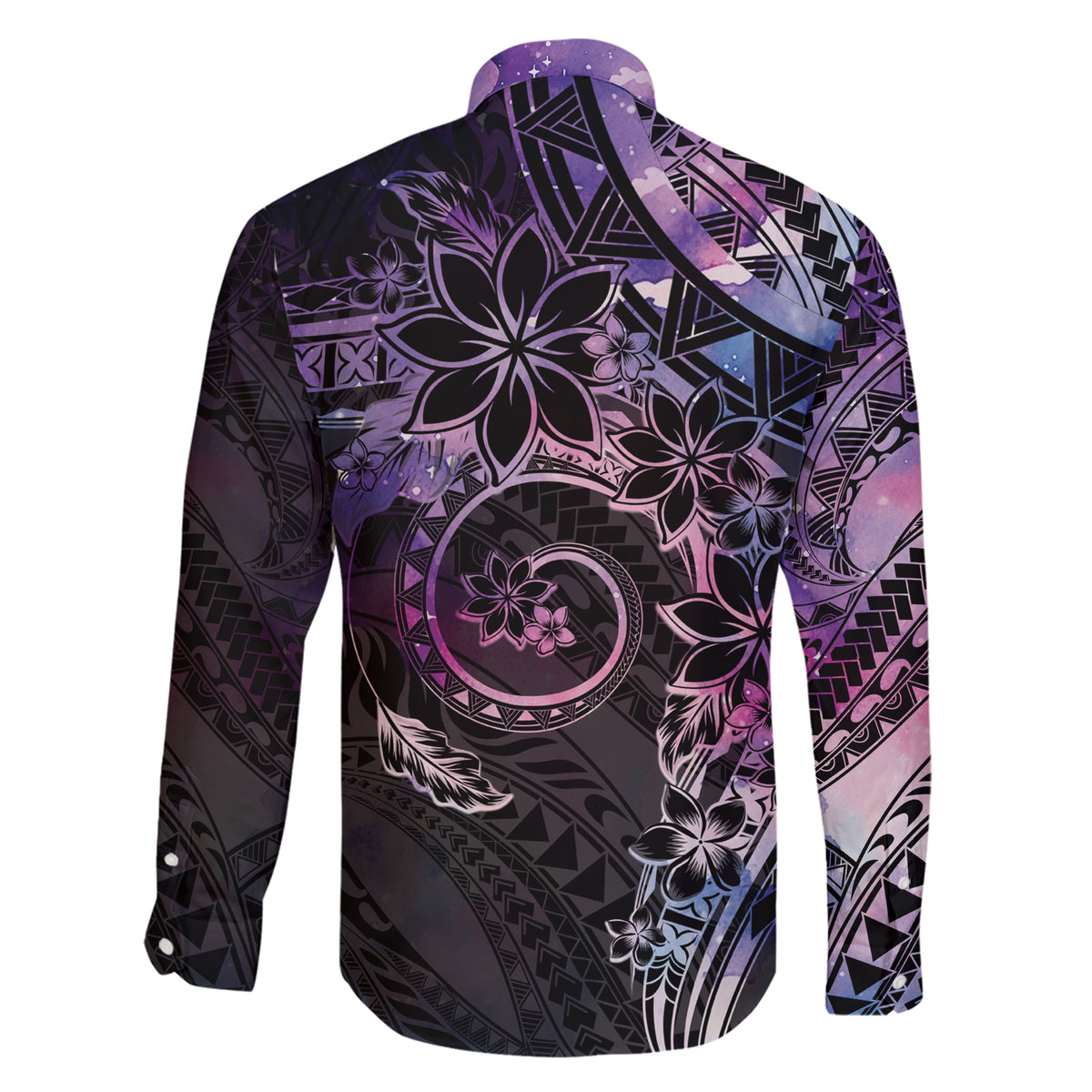 Polynesian Sunset Plumeria Family Matching Short Sleeve Bodycon Dress and Hawaiian Shirt Galaxy Polynesian Tattoo