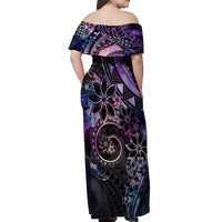 Polynesian Sunset Plumeria Off Shoulder Maxi Dress Galaxy Polynesian Tattoo