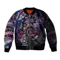 Polynesian Sunset Plumeria Sleeve Zip Bomber Jacket Galaxy Polynesian Tattoo