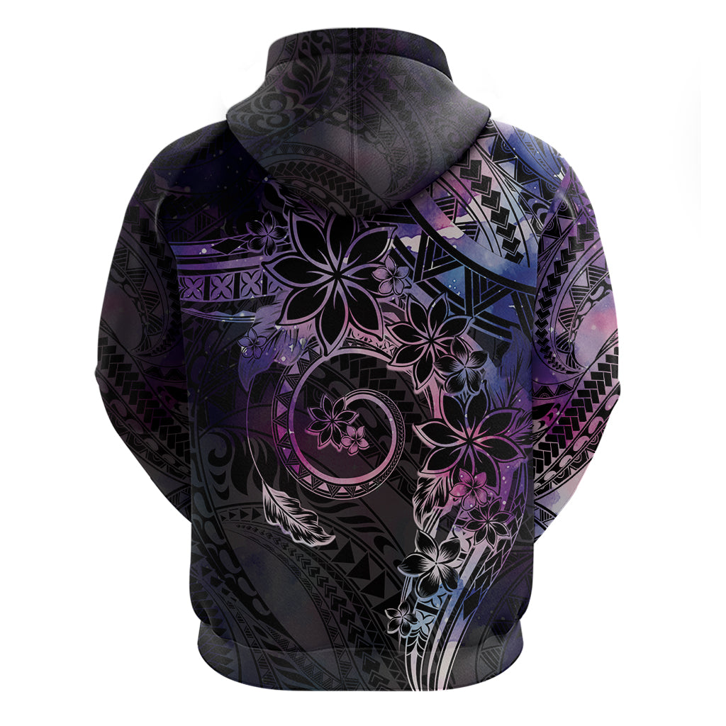 Polynesian Sunset Plumeria Zip Hoodie Galaxy Polynesian Tattoo