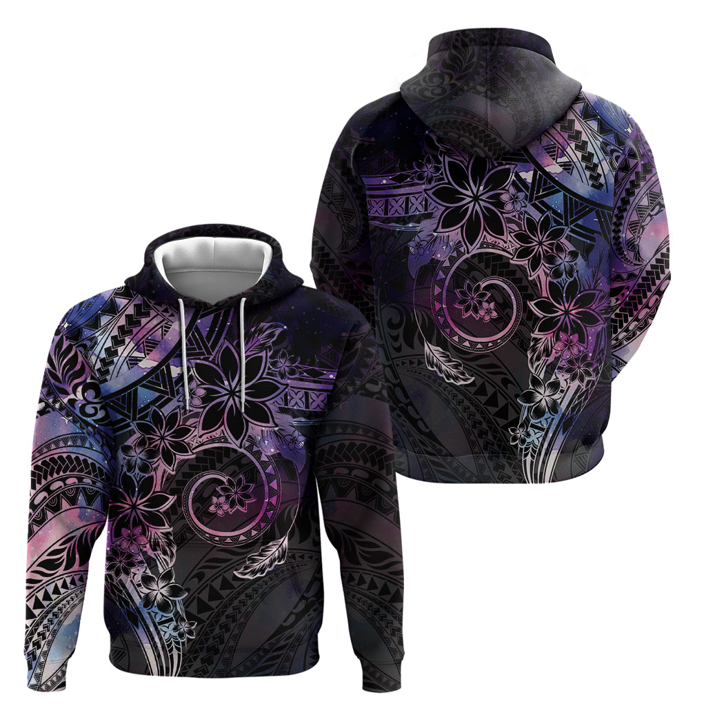 Polynesian Sunset Plumeria Zip Hoodie Galaxy Polynesian Tattoo