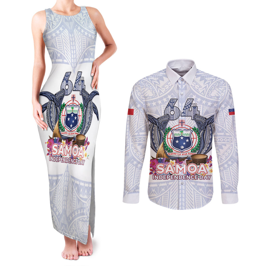 Samoa Independence Day Couples Matching Tank Maxi Dress and Long Sleeve Button Shirt Samoa United For A New Beginning