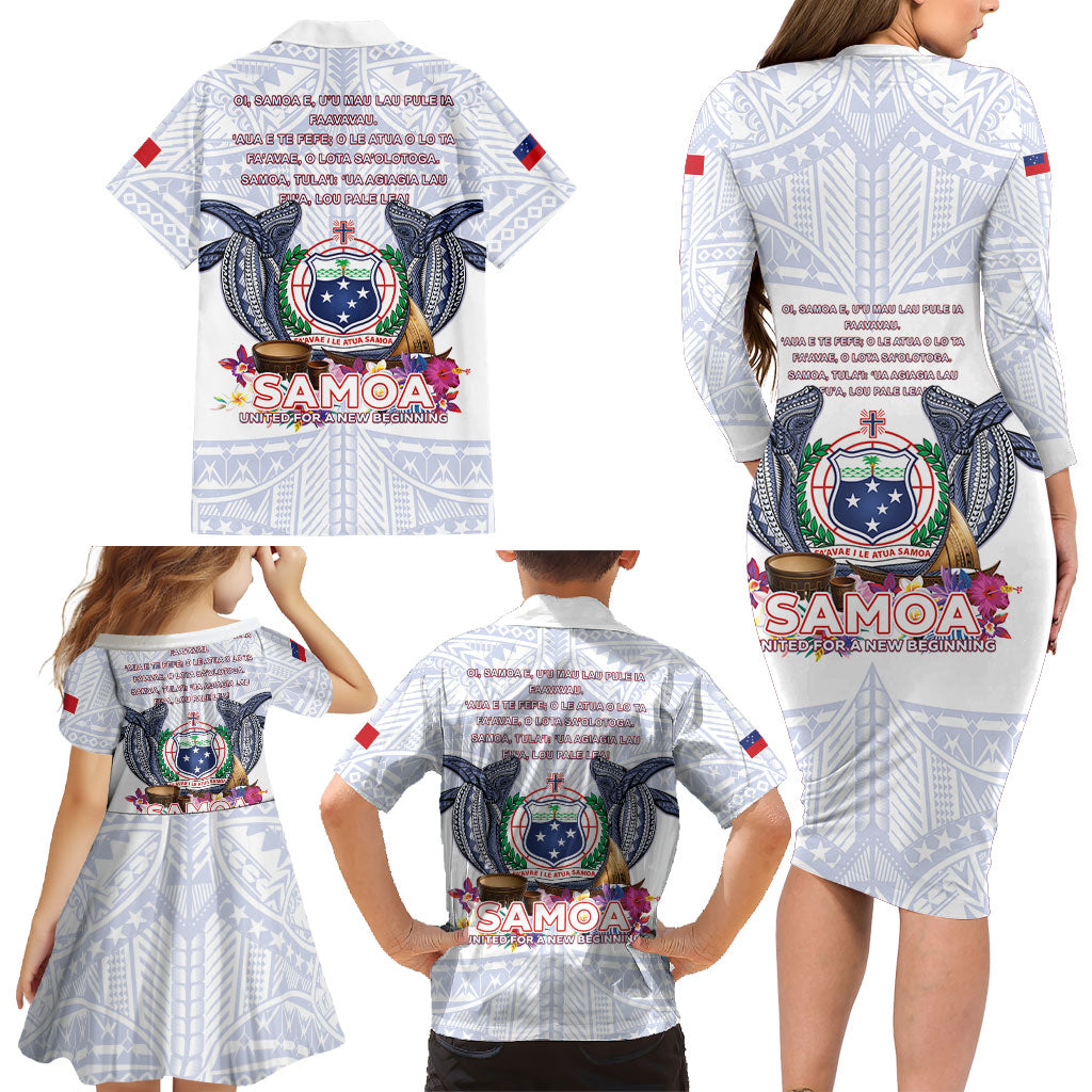 Samoa Independence Day Family Matching Long Sleeve Bodycon Dress and Hawaiian Shirt Samoa United For A New Beginning LT05 - Polynesian Pride