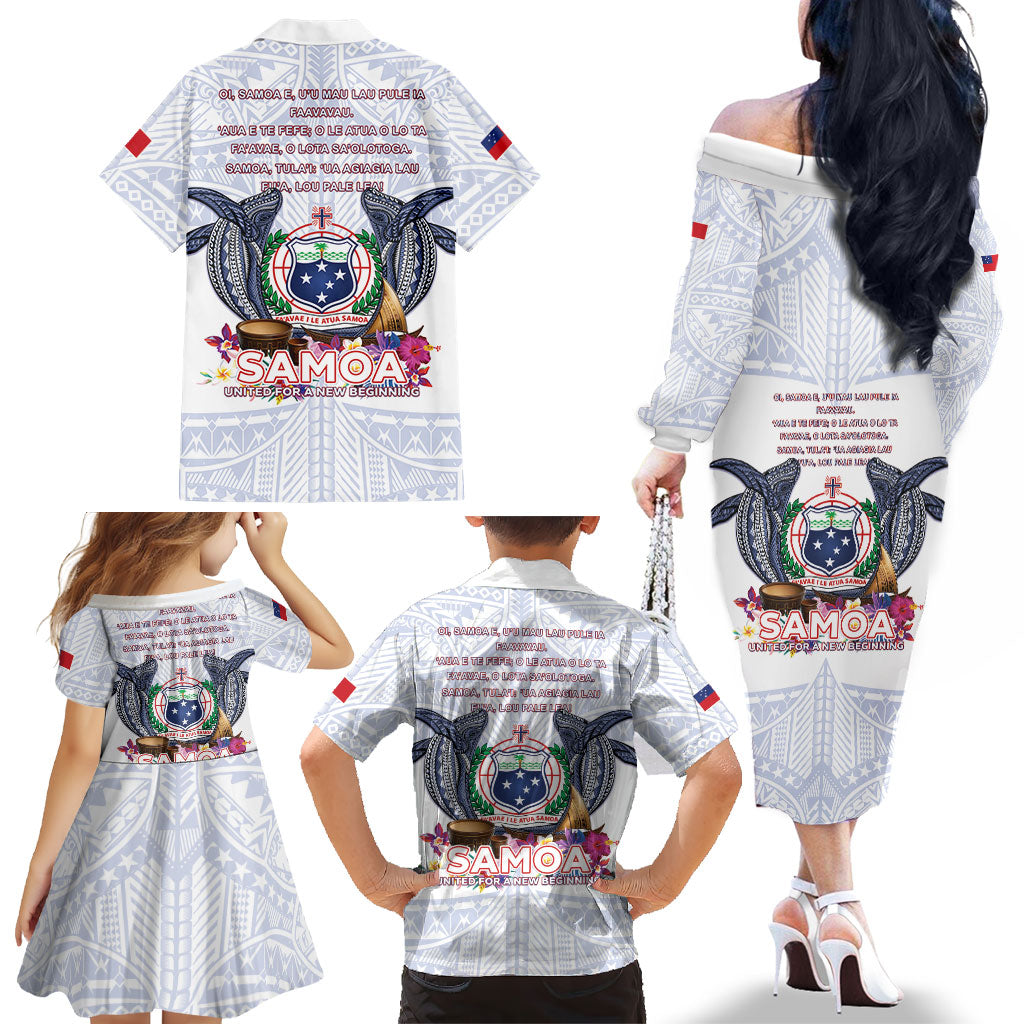Samoa Independence Day Family Matching Off The Shoulder Long Sleeve Dress and Hawaiian Shirt Samoa United For A New Beginning LT05 - Polynesian Pride