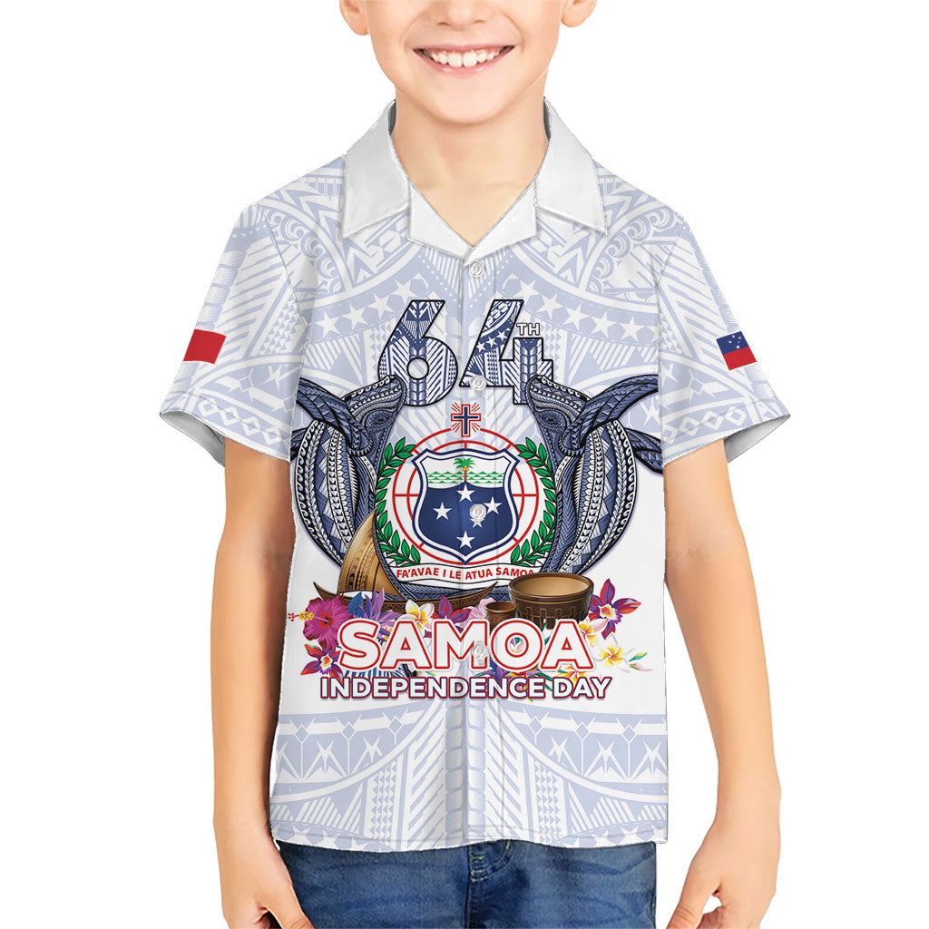 Samoa Independence Day Family Matching Off Shoulder Maxi Dress and Hawaiian Shirt Samoa United For A New Beginning LT05 Son's Shirt White - Polynesian Pride