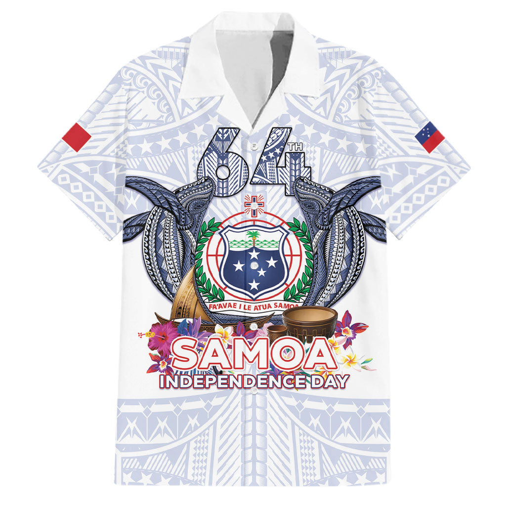 Samoa Independence Day Family Matching Tank Maxi Dress and Hawaiian Shirt Samoa United For A New Beginning LT05 Dad's Shirt - Short Sleeve White - Polynesian Pride