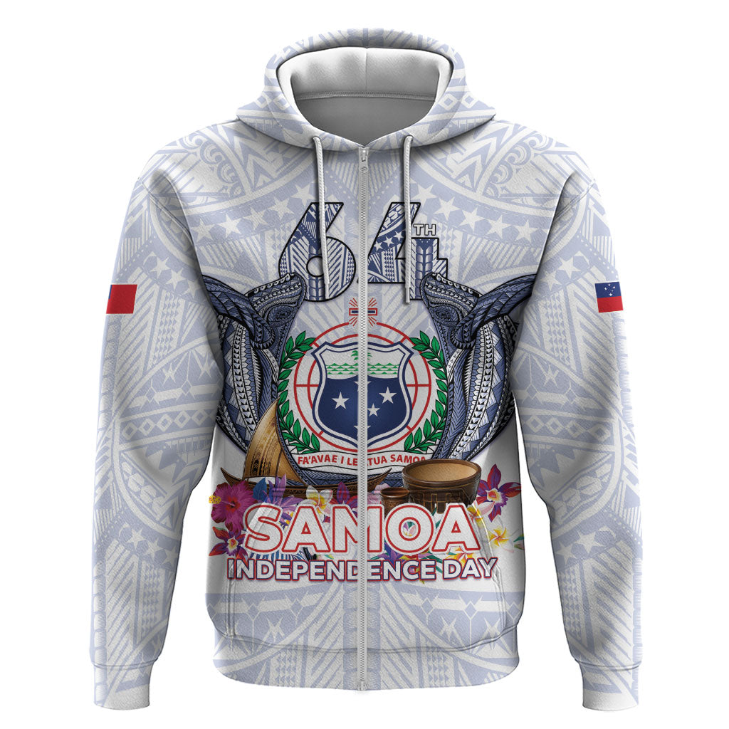 Samoa Independence Day Hoodie Samoa United For A New Beginning LT05 Zip Hoodie White - Polynesian Pride