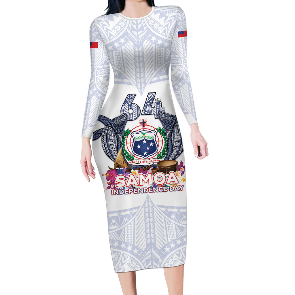 Samoa Independence Day Long Sleeve Bodycon Dress Samoa United For A New Beginning