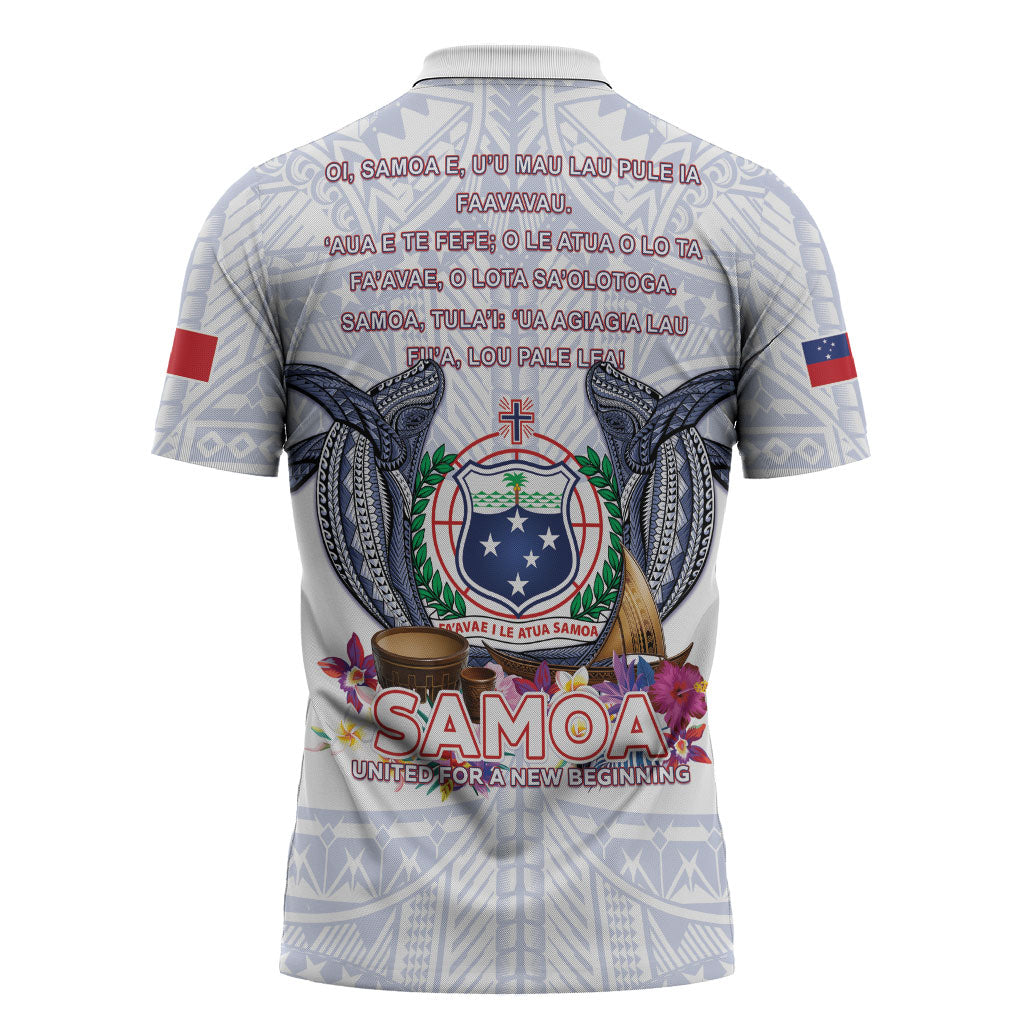 Samoa Independence Day Zipper Polo Shirt Samoa United For A New Beginning