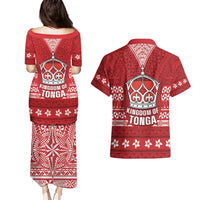 Tonga King Tupou VI Day Couples Matching Puletasi and Hawaiian Shirt Traditional Tongan Kupesi Pattern LT05 - Polynesian Pride