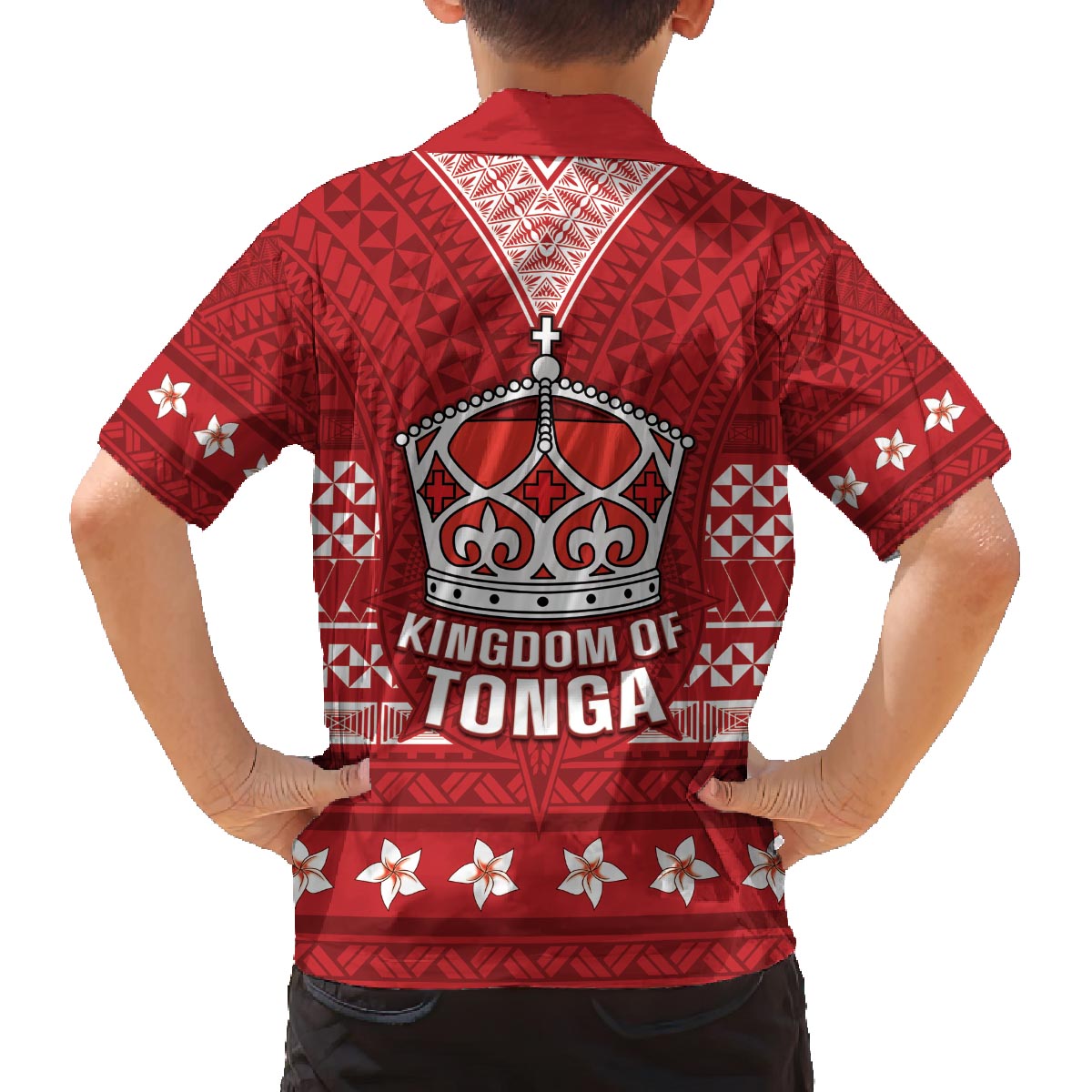 Tonga King Tupou VI Day Family Matching Off The Shoulder Long Sleeve Dress and Hawaiian Shirt Traditional Tongan Kupesi Pattern