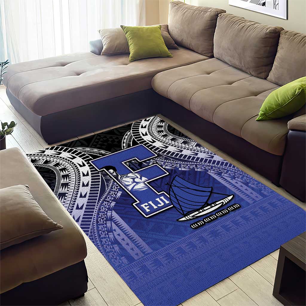 Fiji Drua Area Rug Fijian Tapa Pattern LT05 - Polynesian Pride