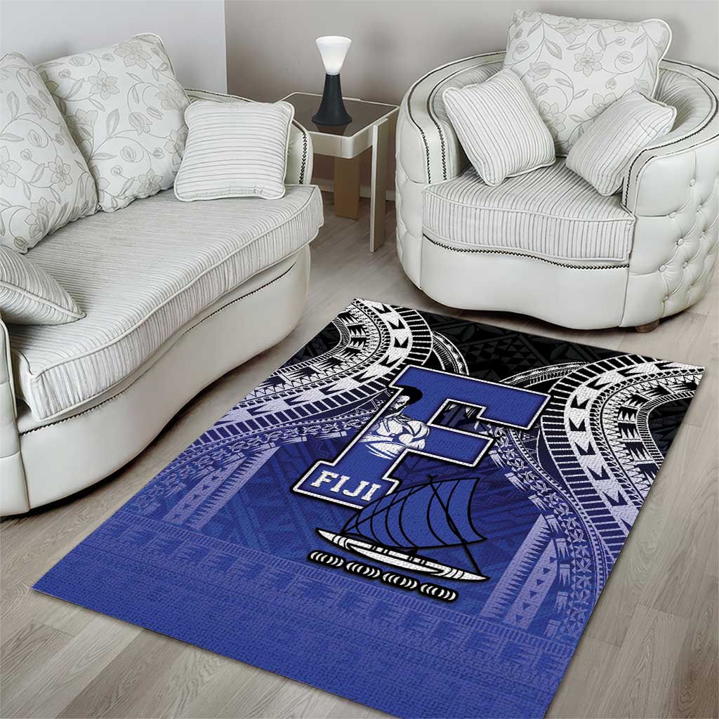 Fiji Drua Area Rug Fijian Tapa Pattern LT05 - Polynesian Pride