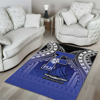 Fiji Drua Area Rug Fijian Tapa Pattern LT05 - Polynesian Pride