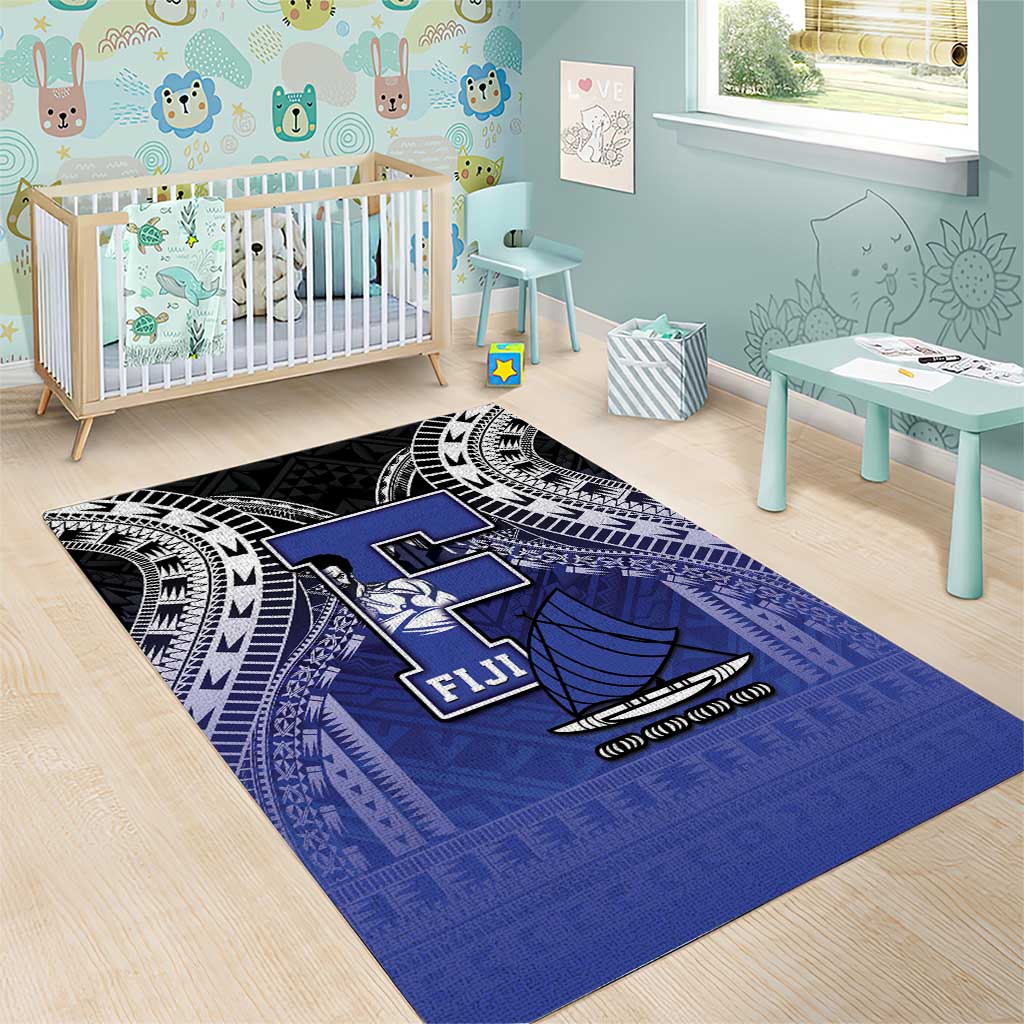 Fiji Drua Area Rug Fijian Tapa Pattern LT05 - Polynesian Pride