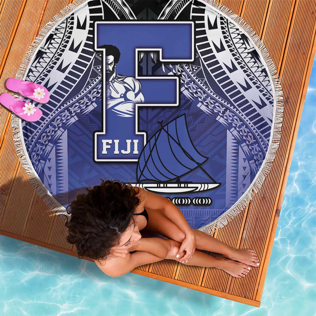 Fiji Drua Beach Blanket Fijian Tapa Pattern