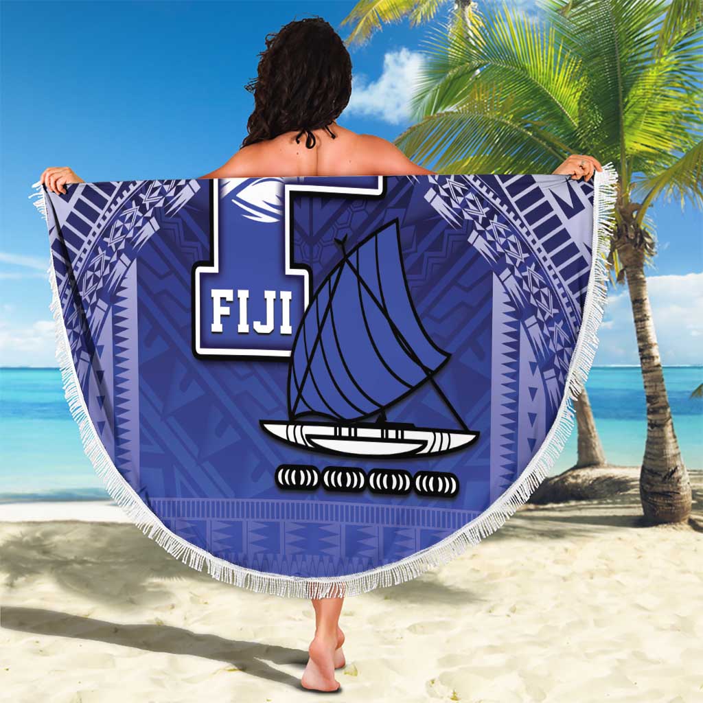 Fiji Drua Beach Blanket Fijian Tapa Pattern