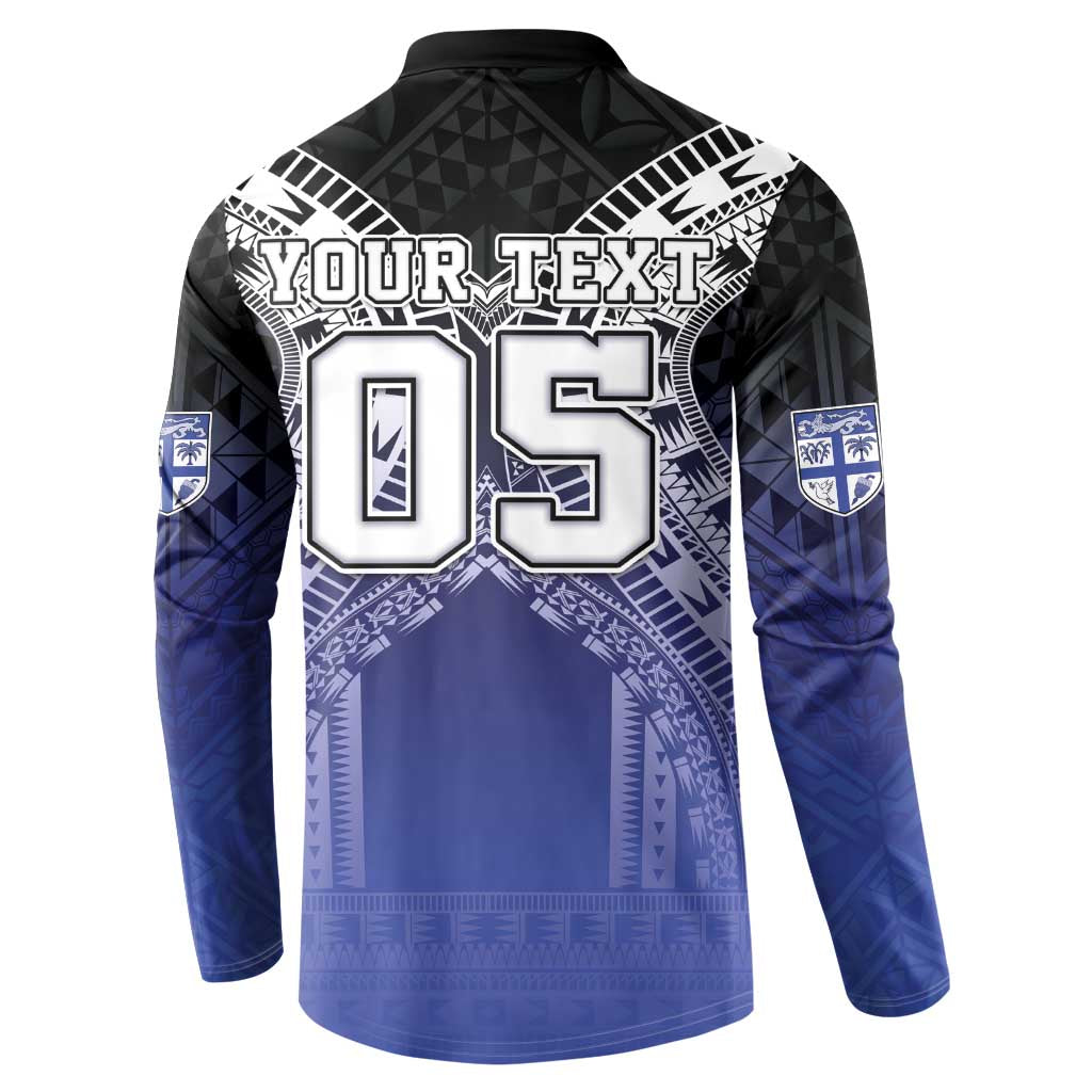 Custom Fiji Drua Button Sweatshirt Fijian Tapa Pattern