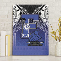 Fiji Drua Canvas Wall Art Fijian Tapa Pattern LT05 Without Frame Blue - Polynesian Pride