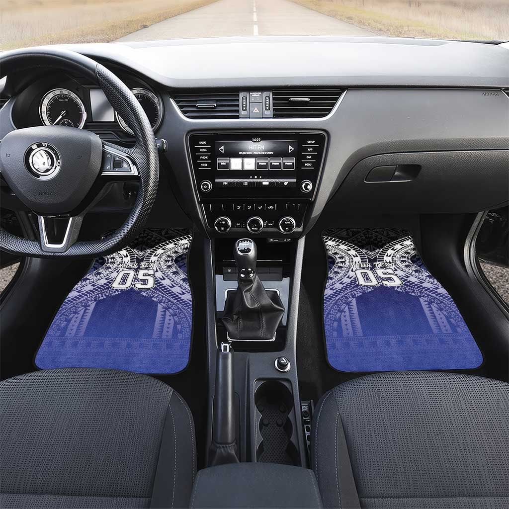 Fiji Drua Car Mats Fijian Tapa Pattern LT05 Set 2pcs - Front Blue - Polynesian Pride