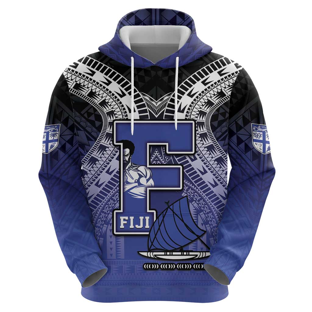 Custom Fiji Drua Hoodie Fijian Tapa Pattern