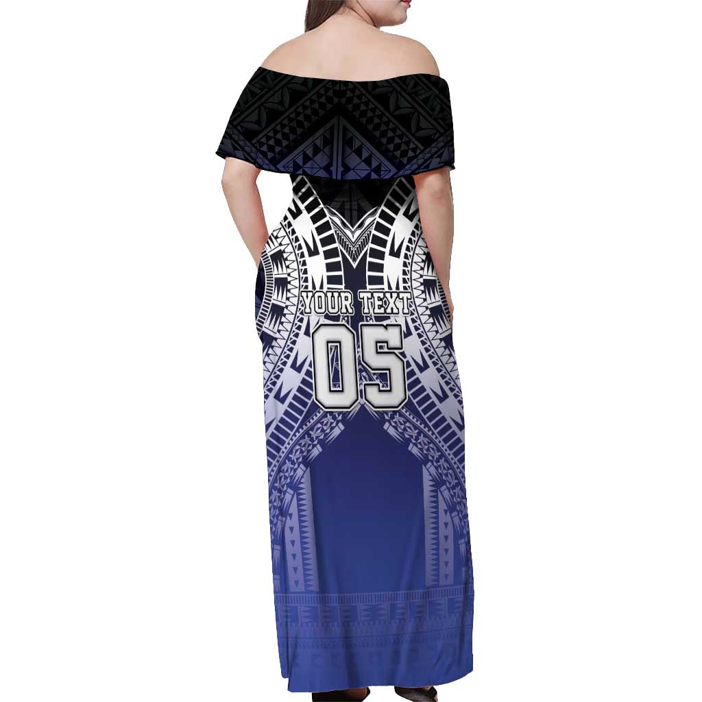 Custom Fiji Drua Off Shoulder Maxi Dress Fijian Tapa Pattern