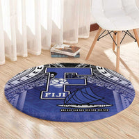 Fiji Drua Round Carpet Fijian Tapa Pattern
