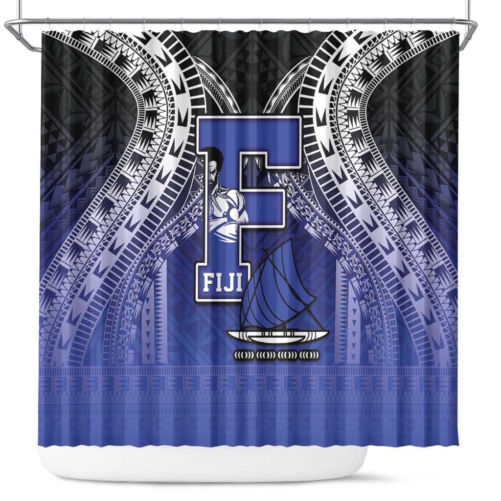 Fiji Drua Shower Curtain Fijian Tapa Pattern