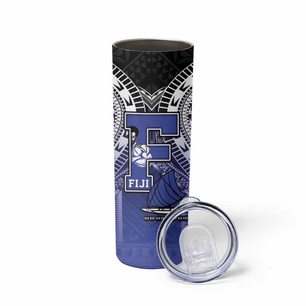 Custom Fiji Drua Skinny Tumbler Fijian Tapa Pattern LT05 - Polynesian Pride