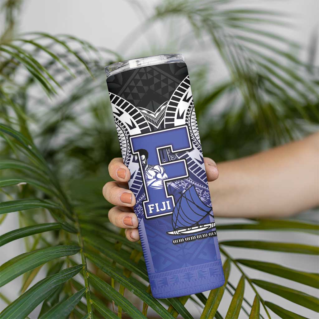 Custom Fiji Drua Skinny Tumbler Fijian Tapa Pattern LT05 - Polynesian Pride