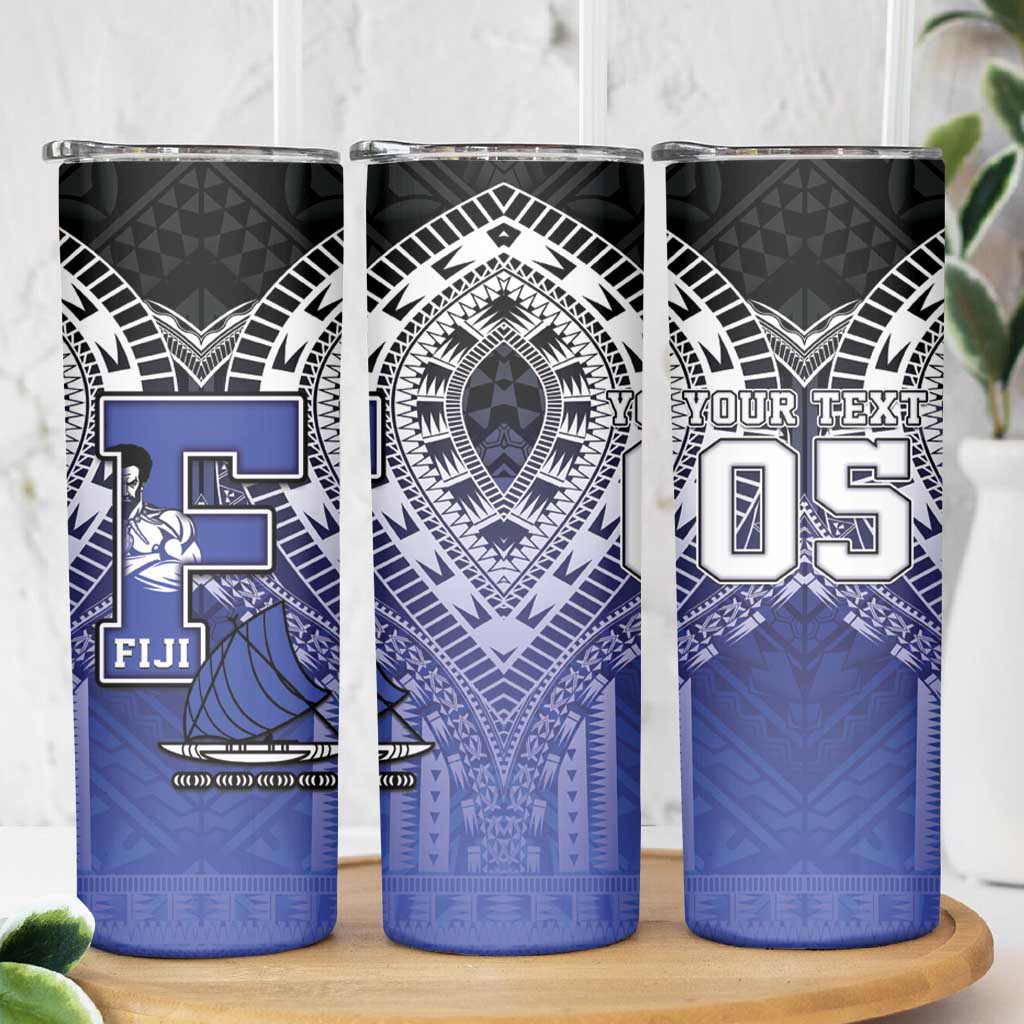 Custom Fiji Drua Skinny Tumbler Fijian Tapa Pattern LT05 - Polynesian Pride