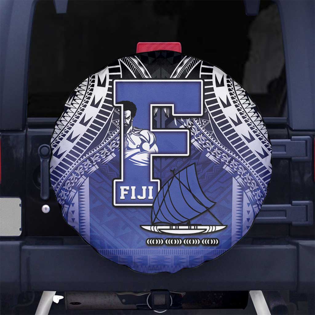 Fiji Drua Spare Tire Cover Fijian Tapa Pattern LT05 No hole Blue - Polynesian Pride