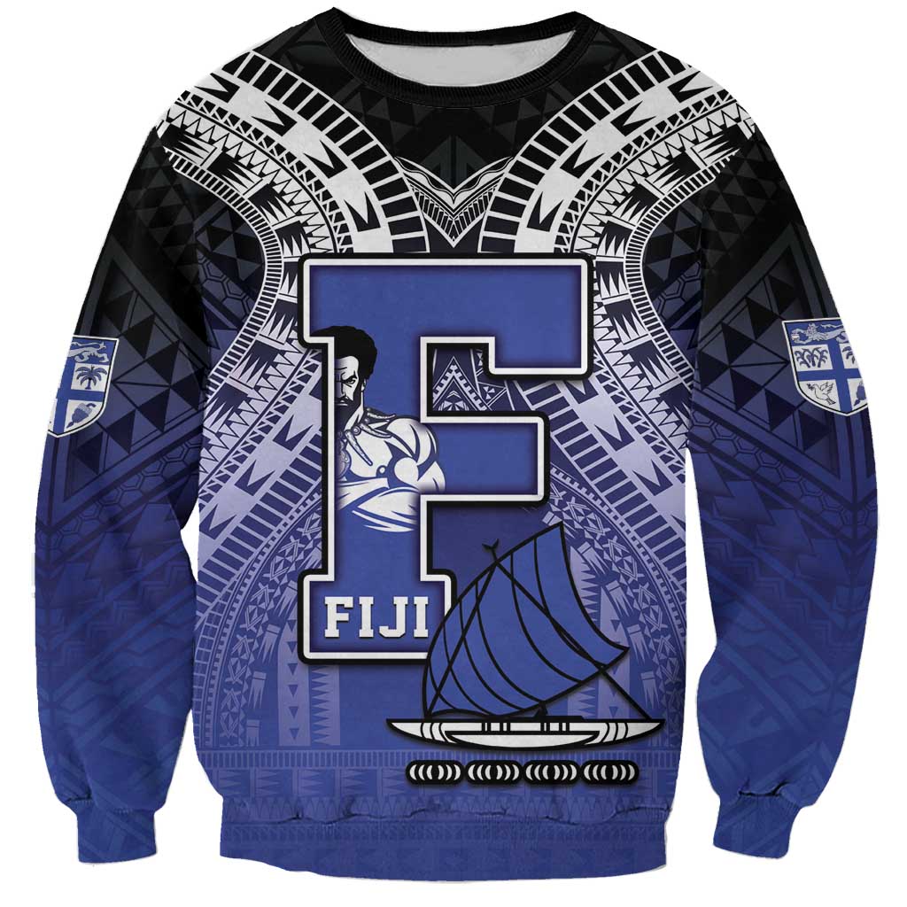 Custom Fiji Drua Sweatshirt Fijian Tapa Pattern